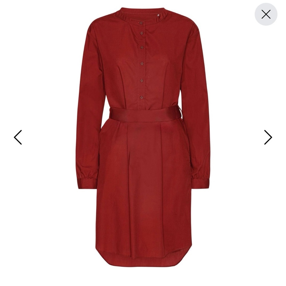 Grobund 100% Organic Cotton The Maalia Shirt Dress in Wine Red (missing belt)